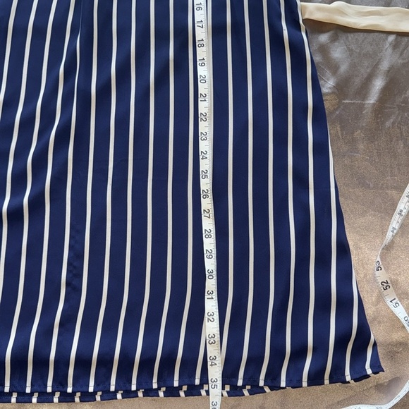 Ya Los Angeles Elegant Navy and Tan Striped Halter Dress Sz S - Picture 9 of 12